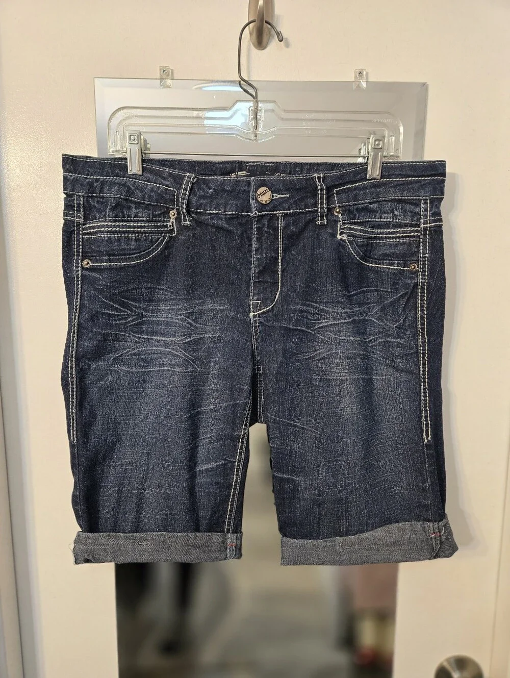 Source of Wisdom Dark Wash Denim Shorts